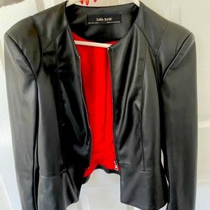 Leather peplum jacket